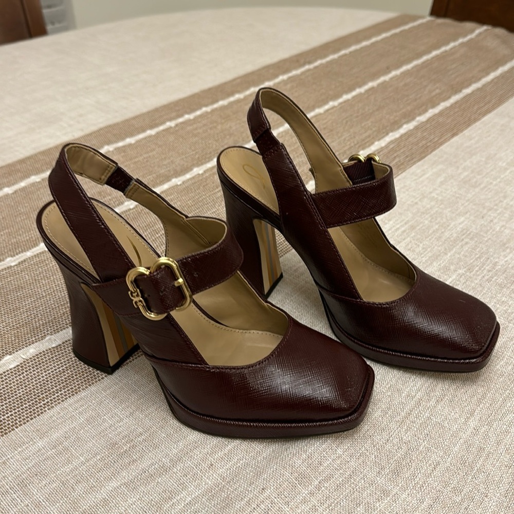 Sam Edelman size 6 square toe sling back pumps